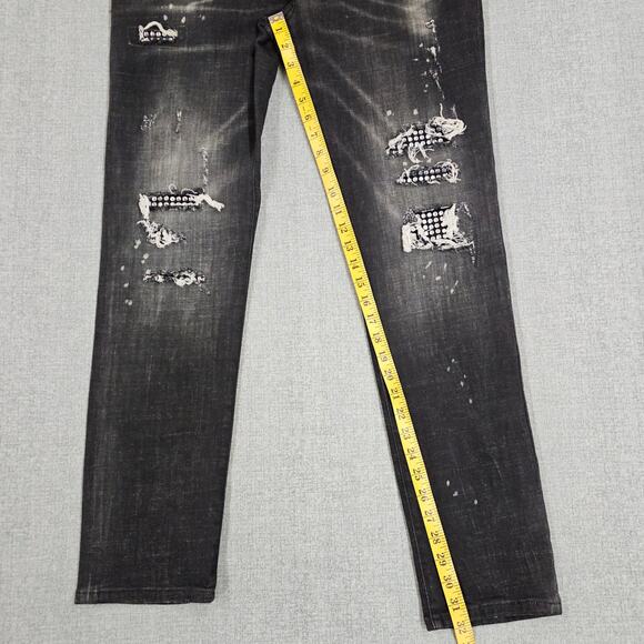 Avenue George V Paris Jeans Mens 36 Black Silver Skater Streetwear Grunge Punk - Picture 15 of 16